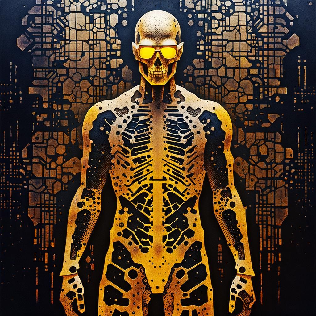 Cyberpunk Character Art Created with Chemigram Technique