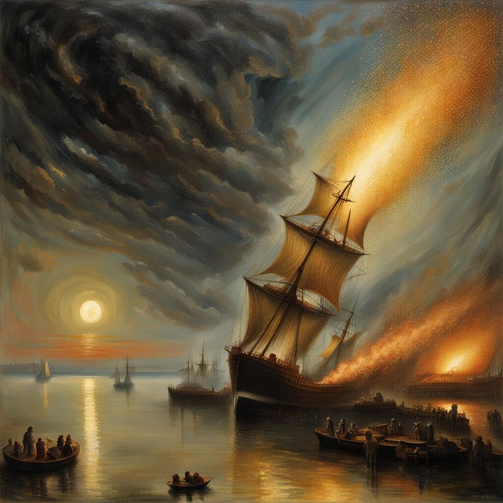 Stevenson's Rocket in Romantic Pointillist Style