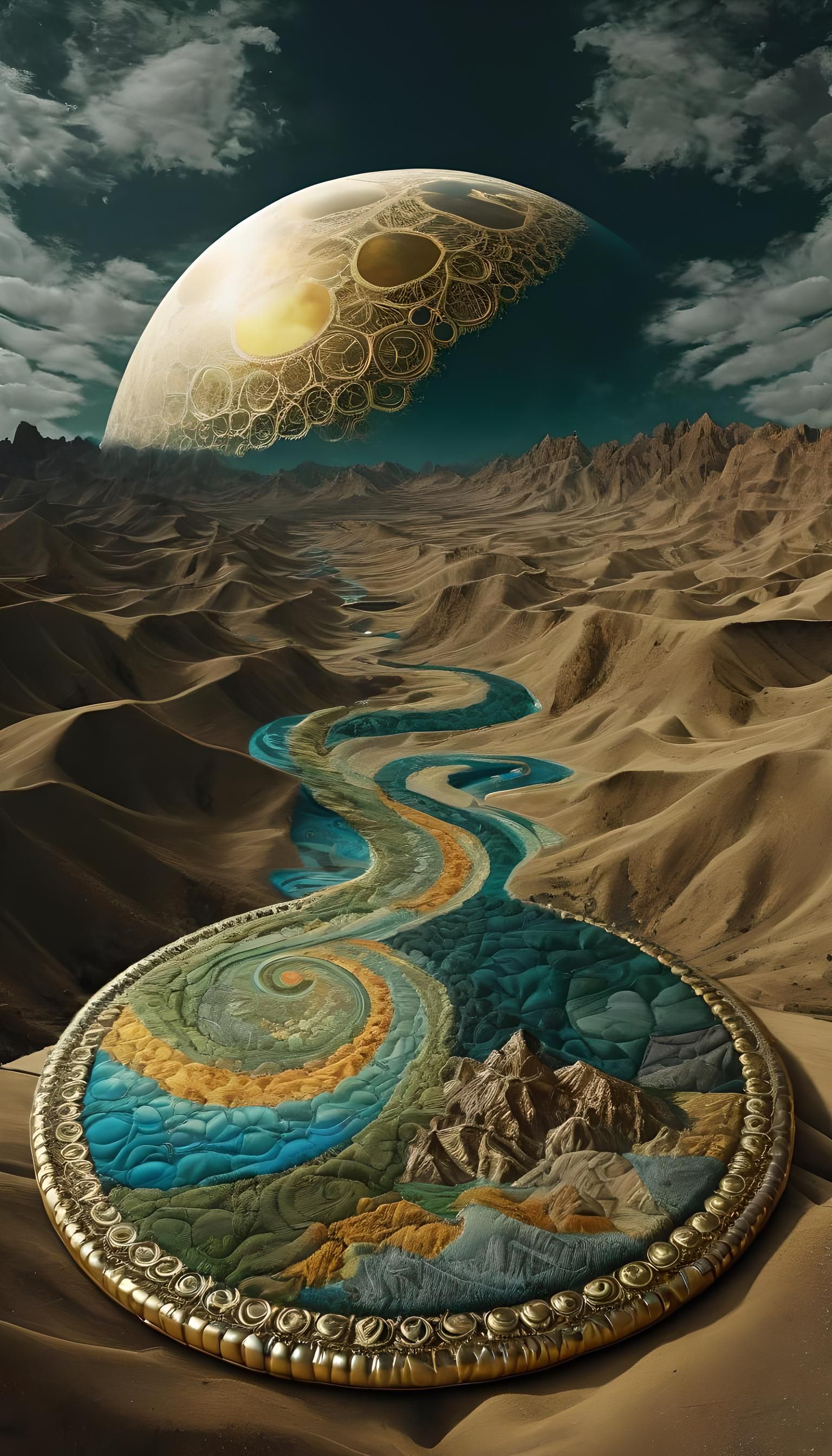Surreal Alien Landscape with Terraformed Landmarks
