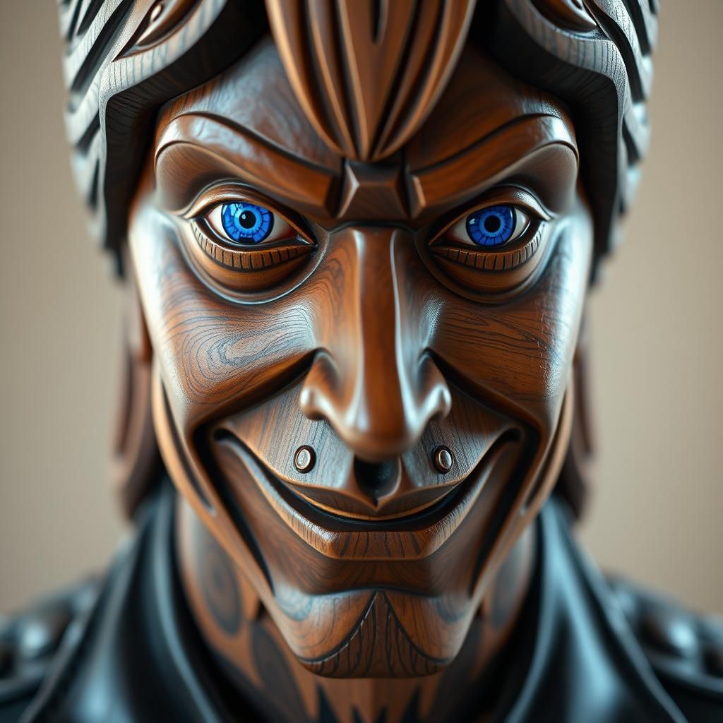 Photorealistic Totem Pole Wood Carving Sculpture