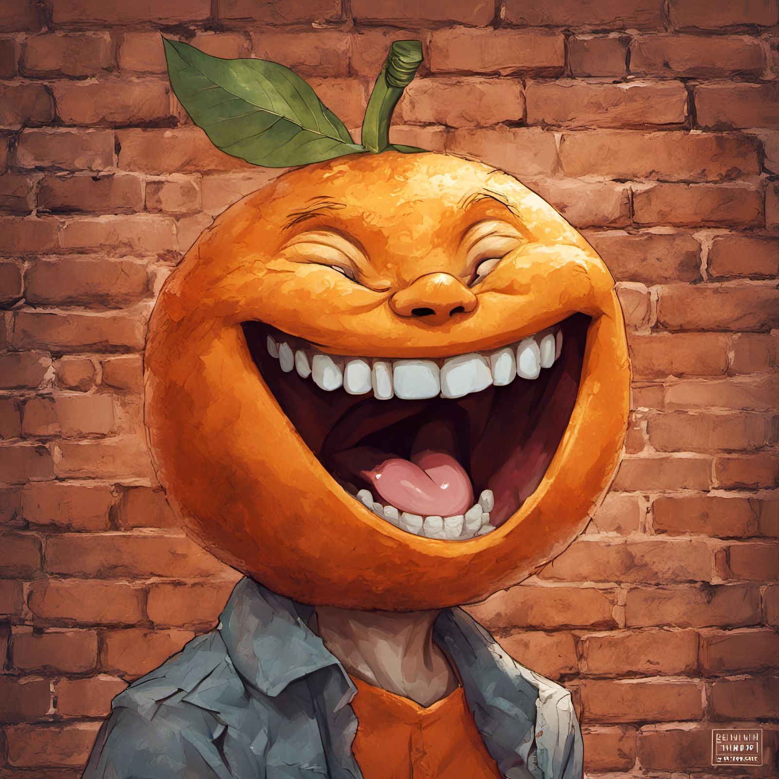Funny Orange Fruit Does Standup Comedy: Digital Art