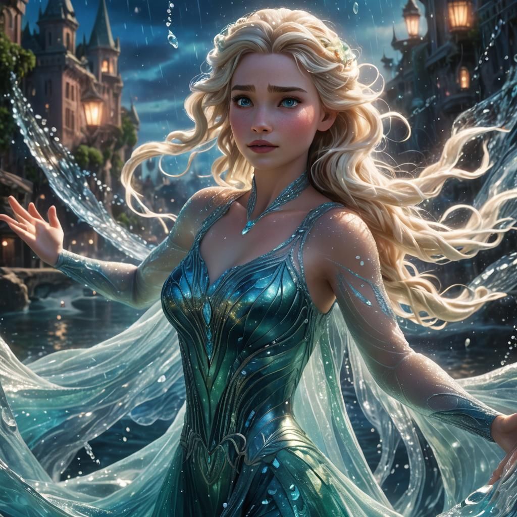 Water Elsa Summons Vortex in Underwater City