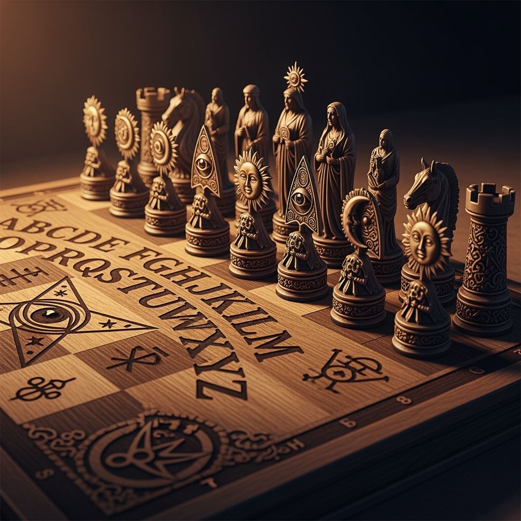 Mystical Ouija Chess Set with Dark Fantasy Artistry