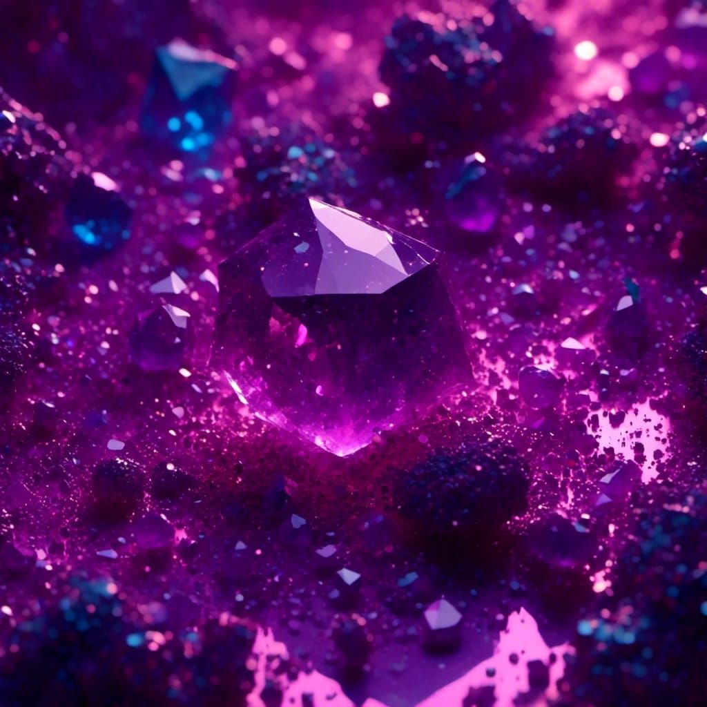Detailed Amethyst Crystals in a Fantasy Art Style