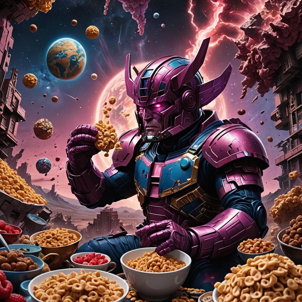 Galactus Eats Cereal Planet: Epic Digital Painting