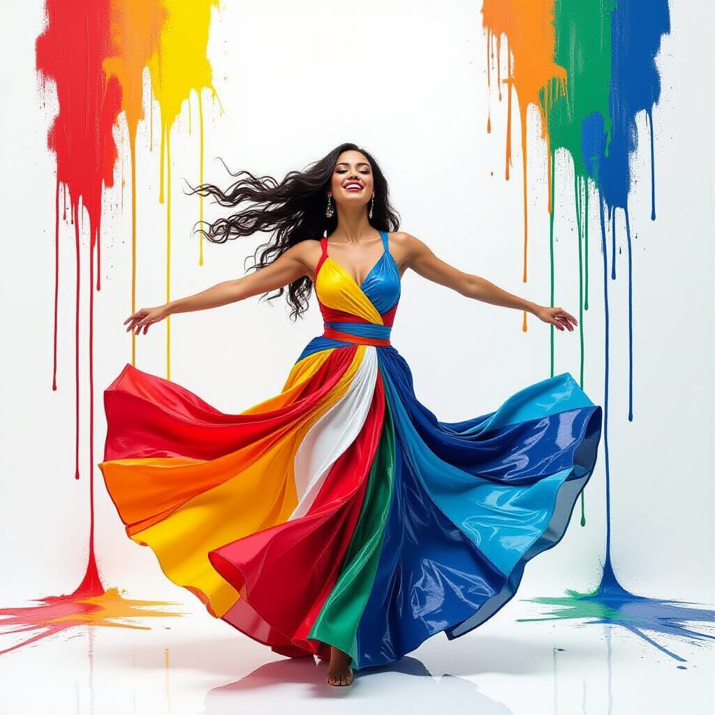 Graceful Woman Dancing in Vibrant, Expressive Style