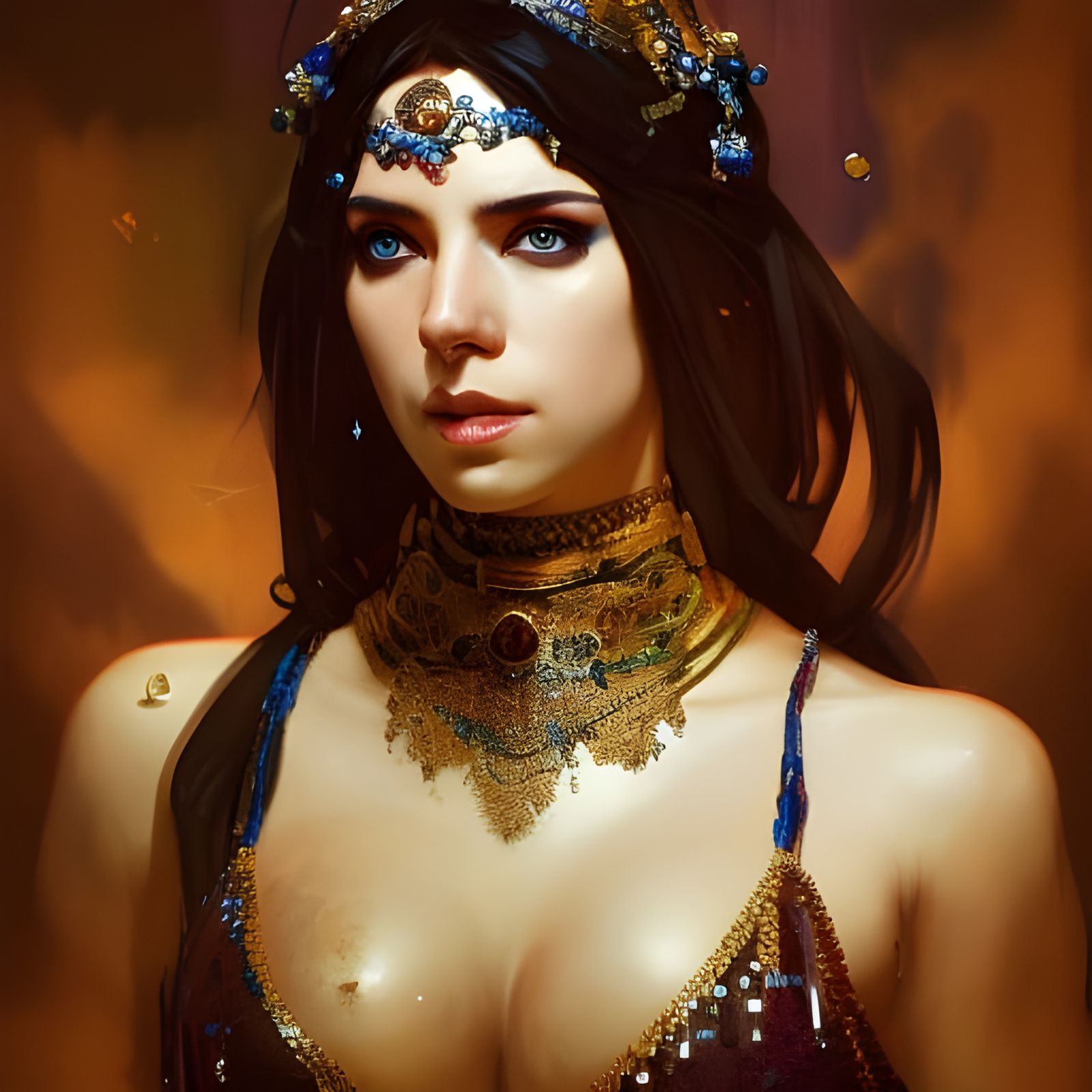 Detailed Portrait of Bellydancer in Digital Art Style