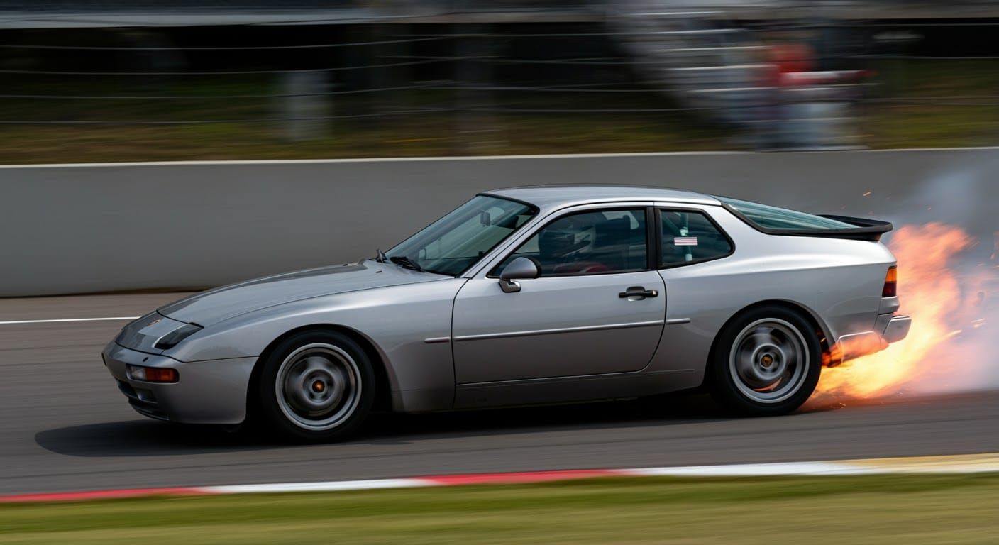 Porsche 944 Turbo Races NASCAR Oval, Automotive Art