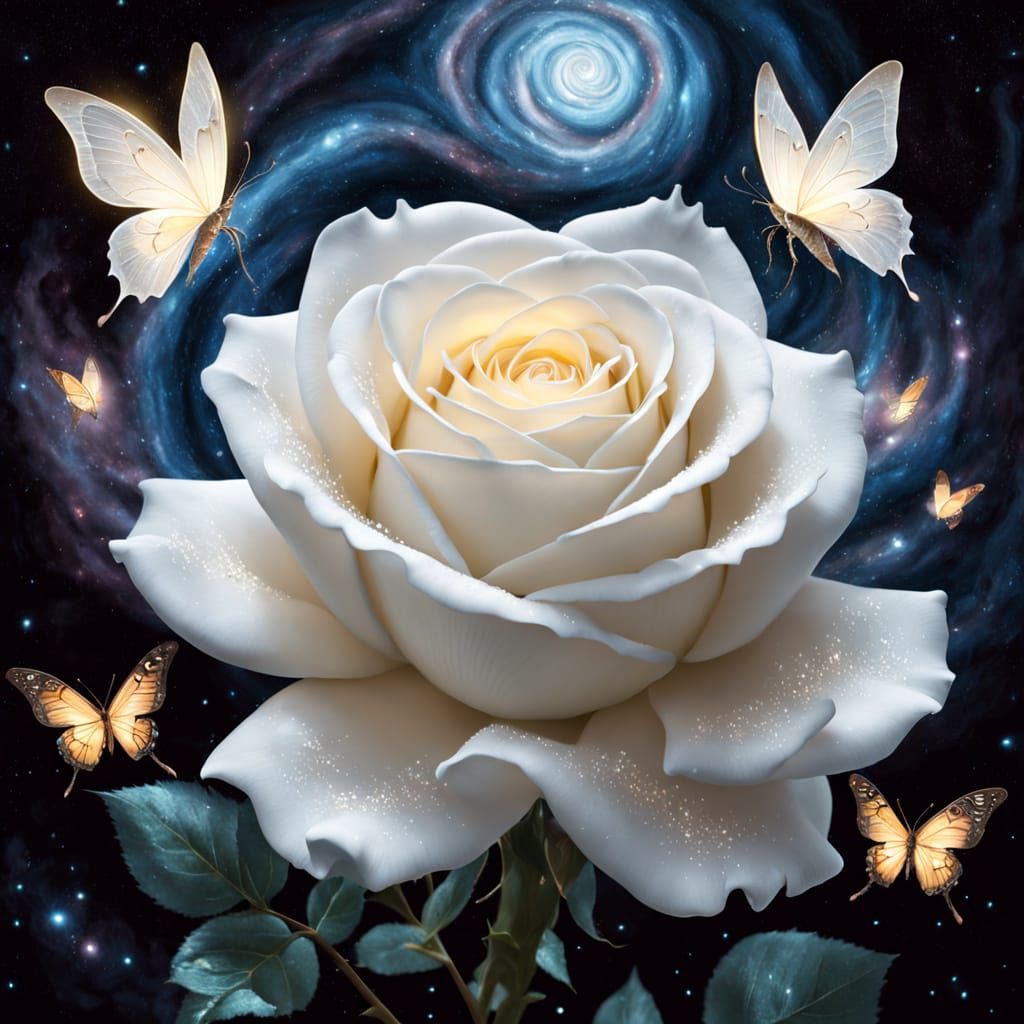 Cosmic Rose: Galaxies Bloom in Surreal Style