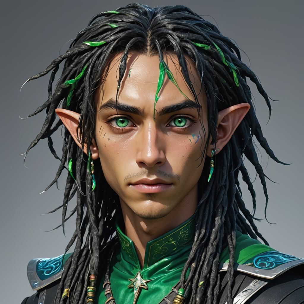 Anime Elf Boy with Iridescent Dreadlocks