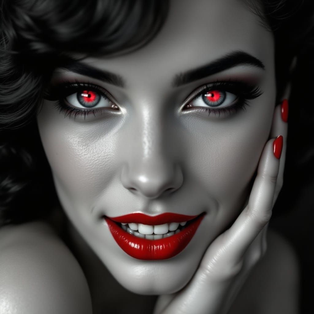 Glamorous Vampire Pin-Up in Red