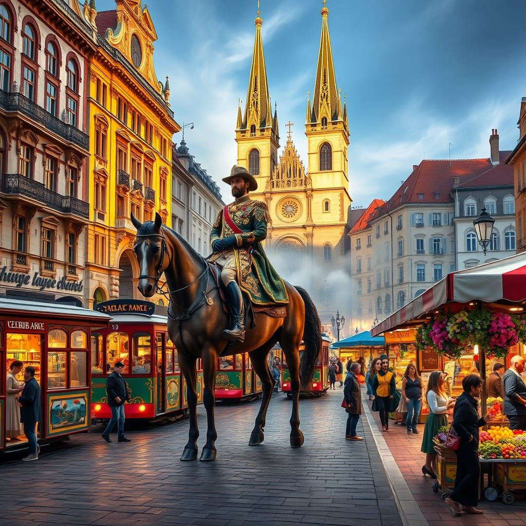 Historic Ban Jelačić Square in Zagreb's Bustling Heart