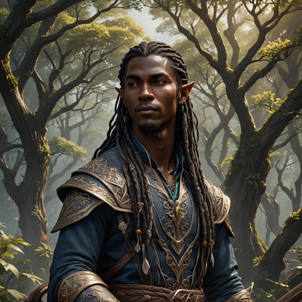 Shadar-kai Elf Bard: Detailed Fantasy Concept Art