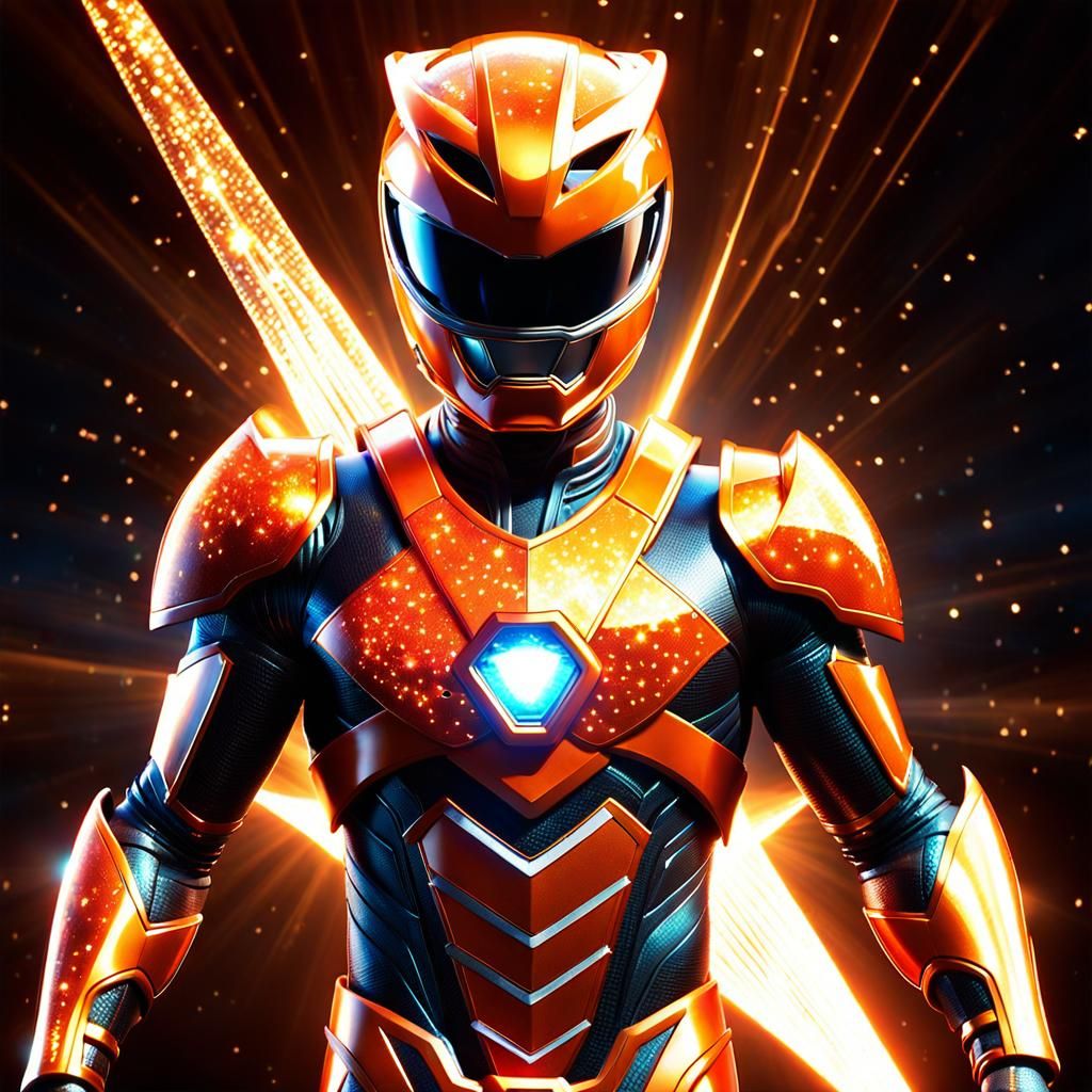 Radiant Orange Power Ranger in Fragmented Light