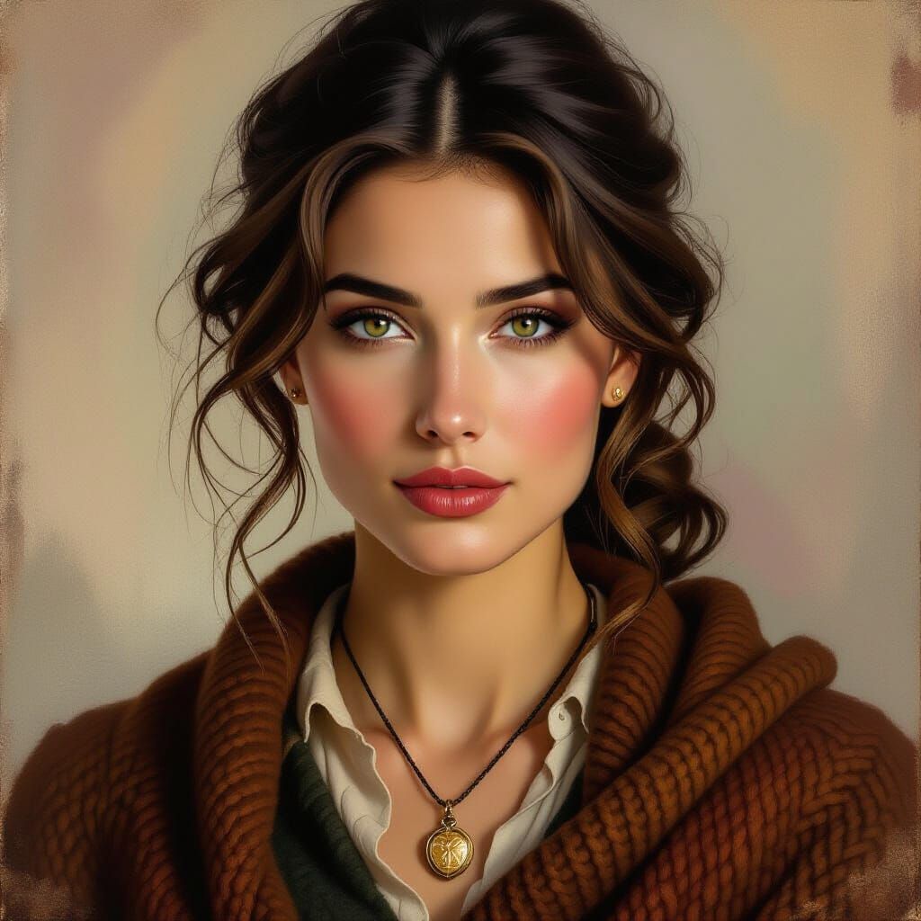 Librarian Portrait: Melancholic Beauty in Dramatic Light