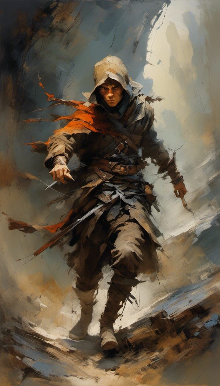 Halfling Rogue in D&D World as Detailed Oil Painting