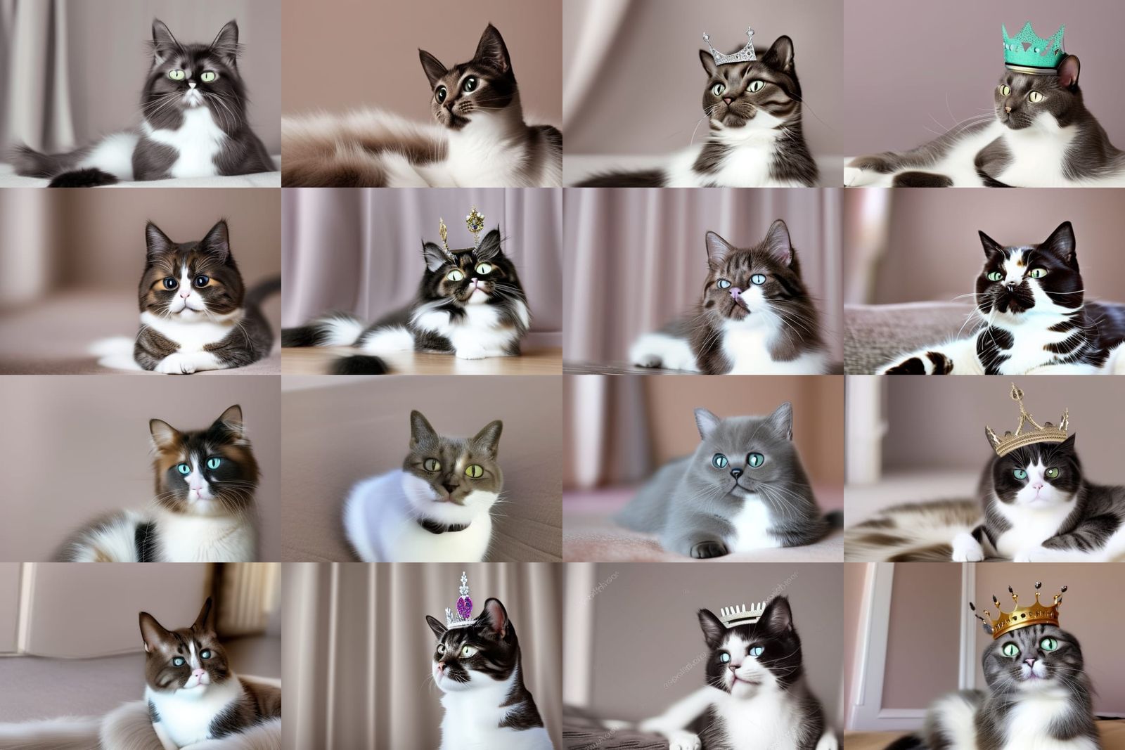 Majestic Cat with Crown and Radiant Fur