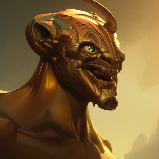 Hyperdetailed Robotic Minotaur Portrait in Dynamic Lighting