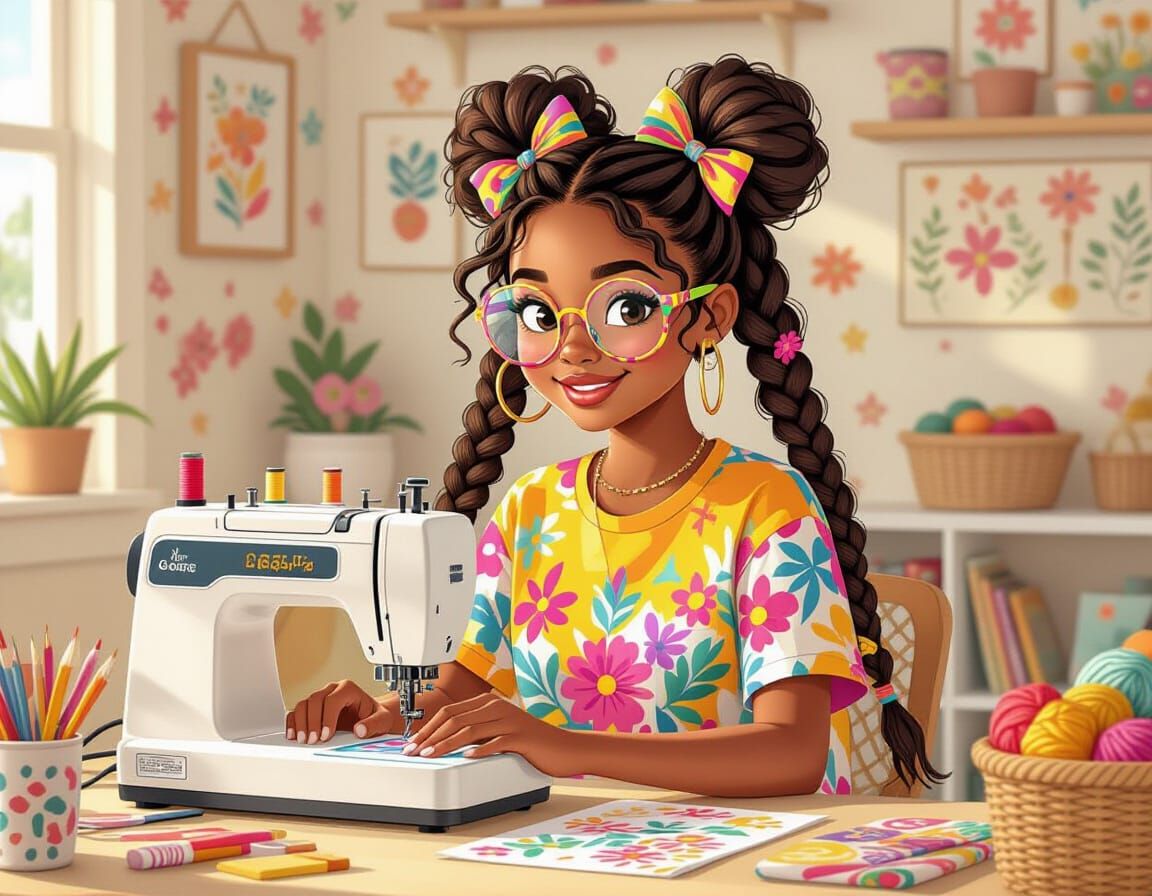 Embroidery Girl: Digital Illustration in Folk Art Style