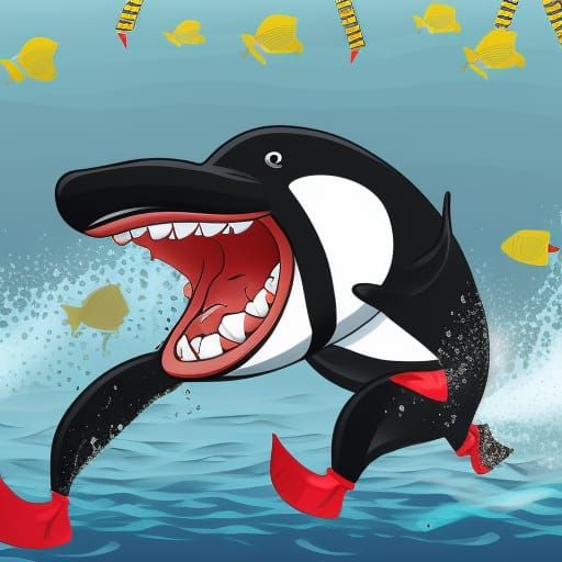 Cartoon Killer Whale Wins Underwater Marathon