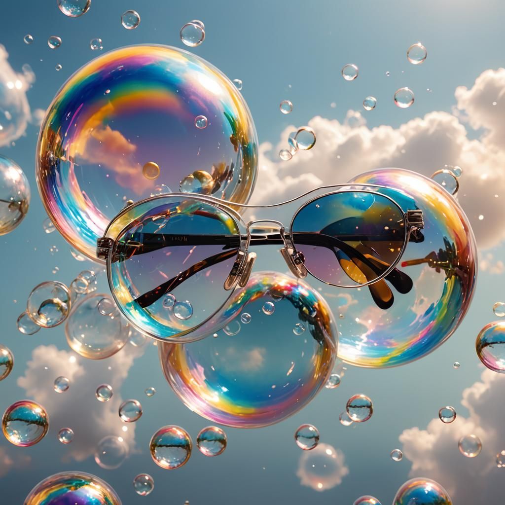 Sunglasses in a Shimmering Soap Bubble Splash Art