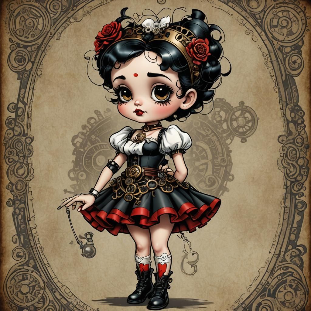 Steampunk Betty Boop in Shakespearean Style