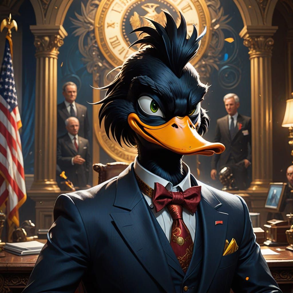 Daffy Duck as US President in Vibrant Concept Art