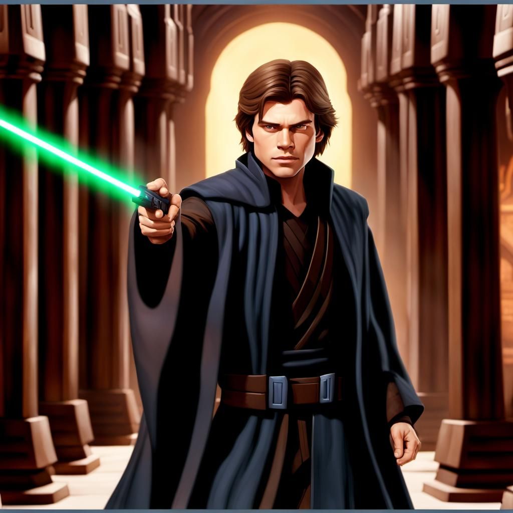 Jacen Solo in Jedi Temple: 3D Animated Sci-Fi Art