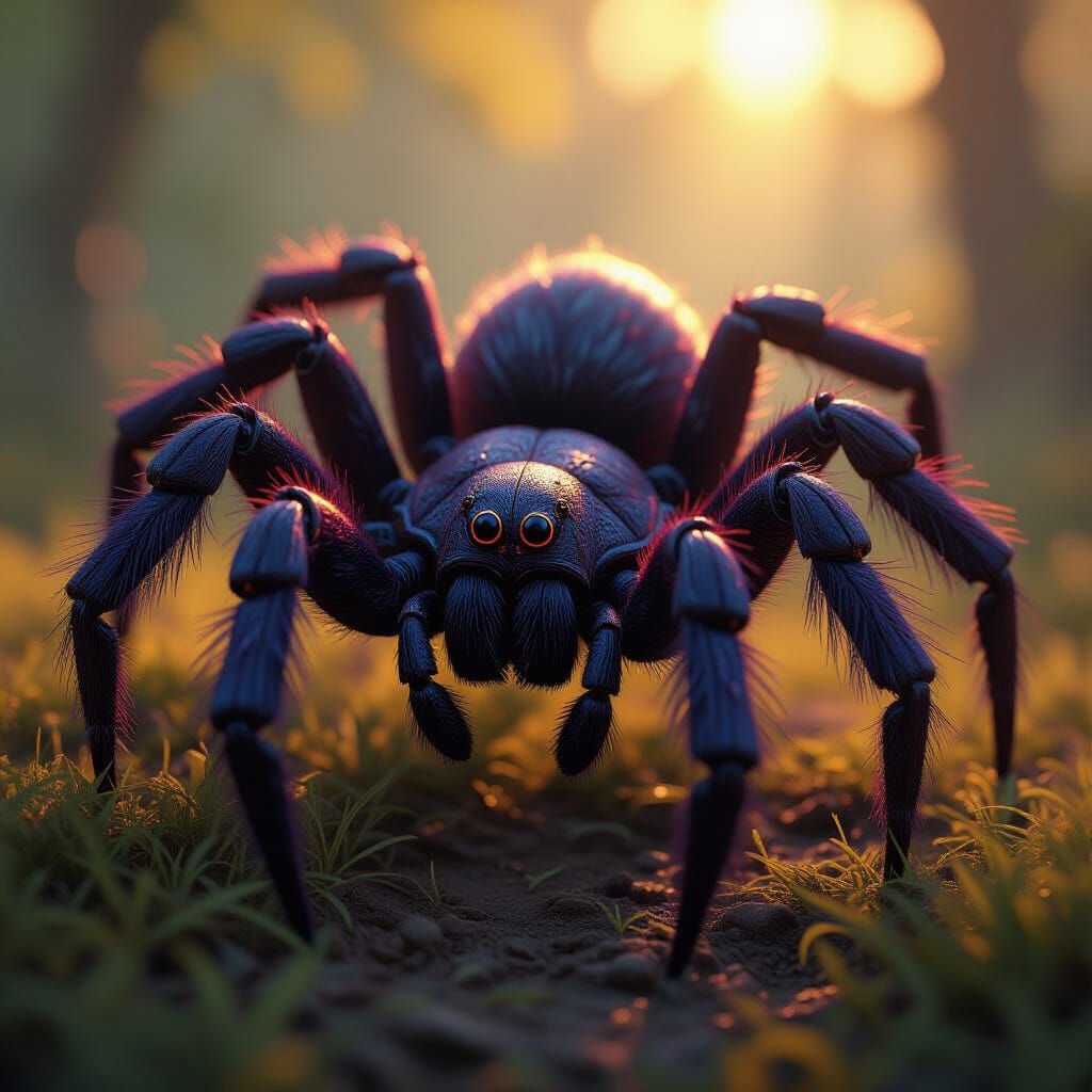 Dark Fantasy Taranchula in Vibrant Purple & Yellow
