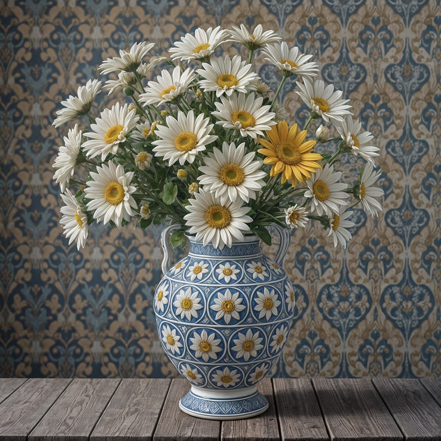 Vibrant Floral Masterpiece in Elegant Ceramic Vase