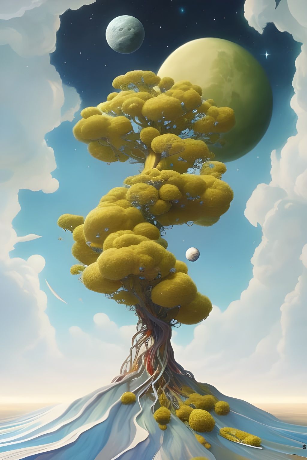Nebulous Celestial Tree Digital Illustration