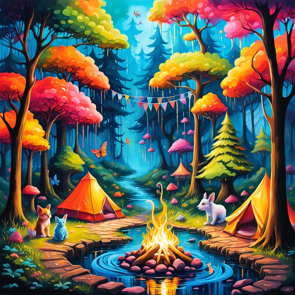 Magical Forest Campsite: A Fairy's Graffiti Art
