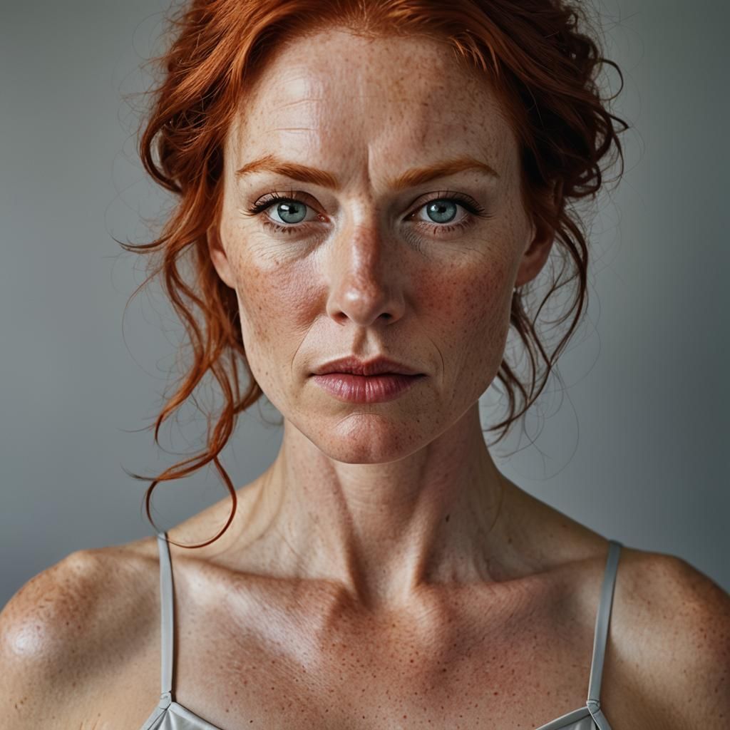 Redhead Woman Portrait in Professional Photography Style