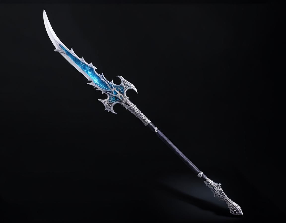 Icy Dragon Glaive: Dark Fantasy Weapon