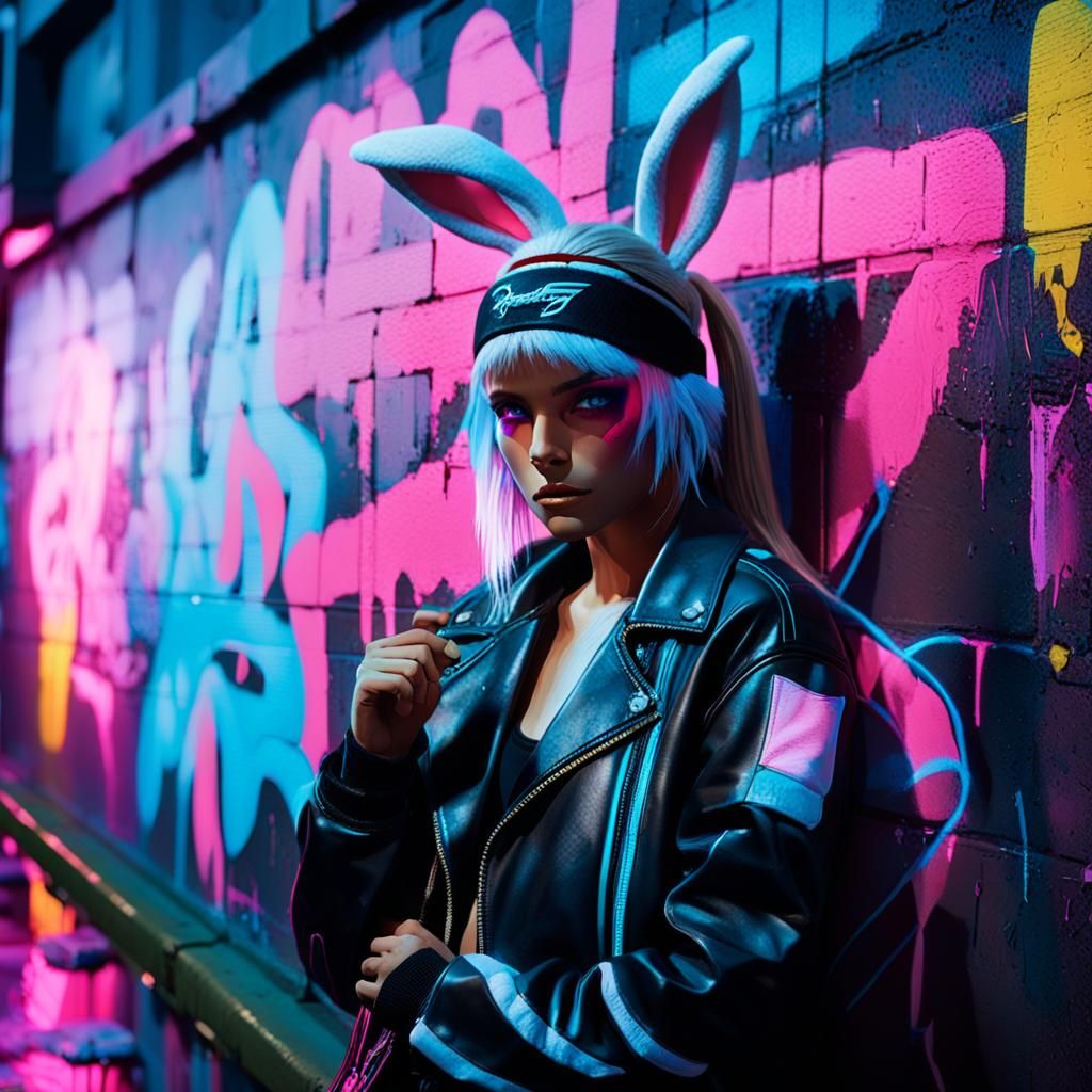 Lola Bunny in Cyberpunk 2099 Style