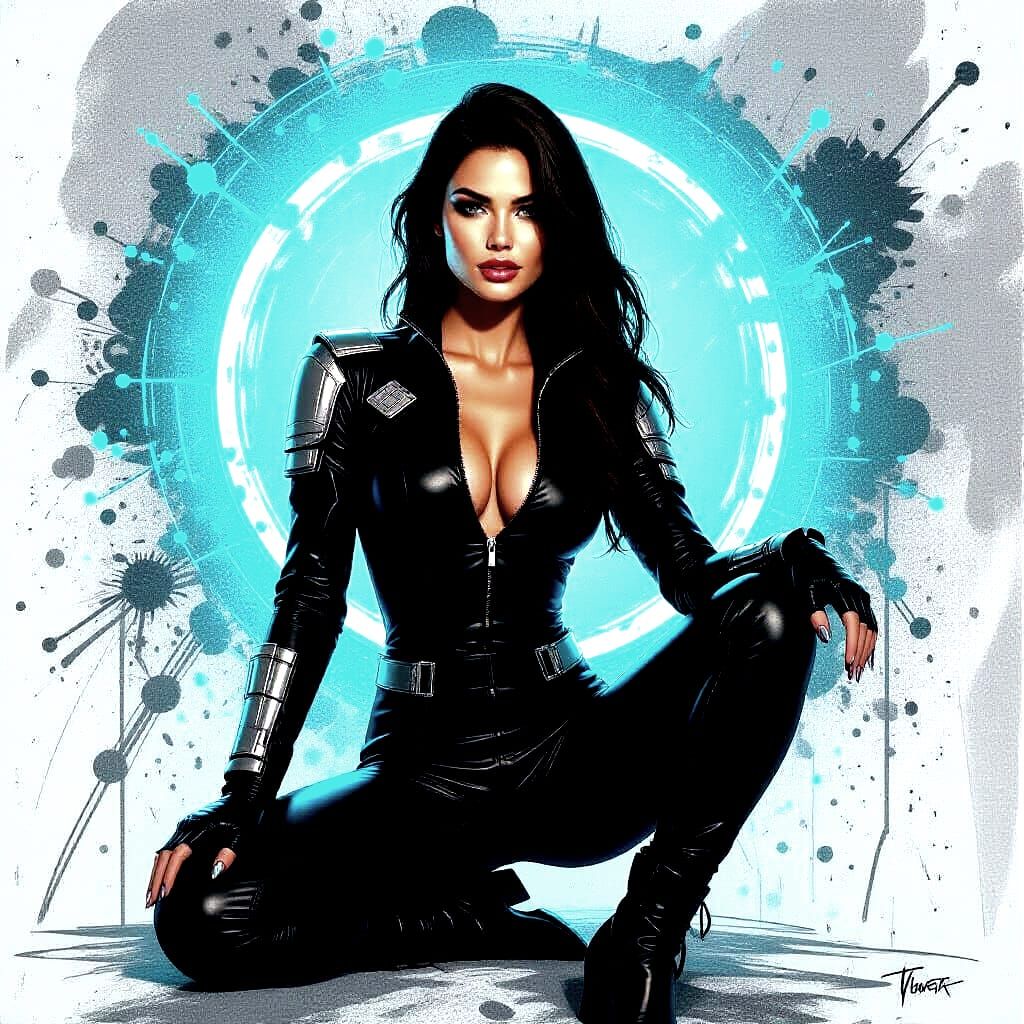 Retro Space Model in Abstract Mixed-Media