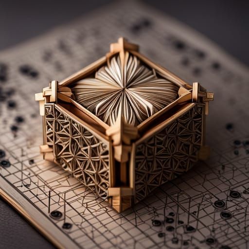 Hyperdetailed Origami Puzzle Box Macro Photograph