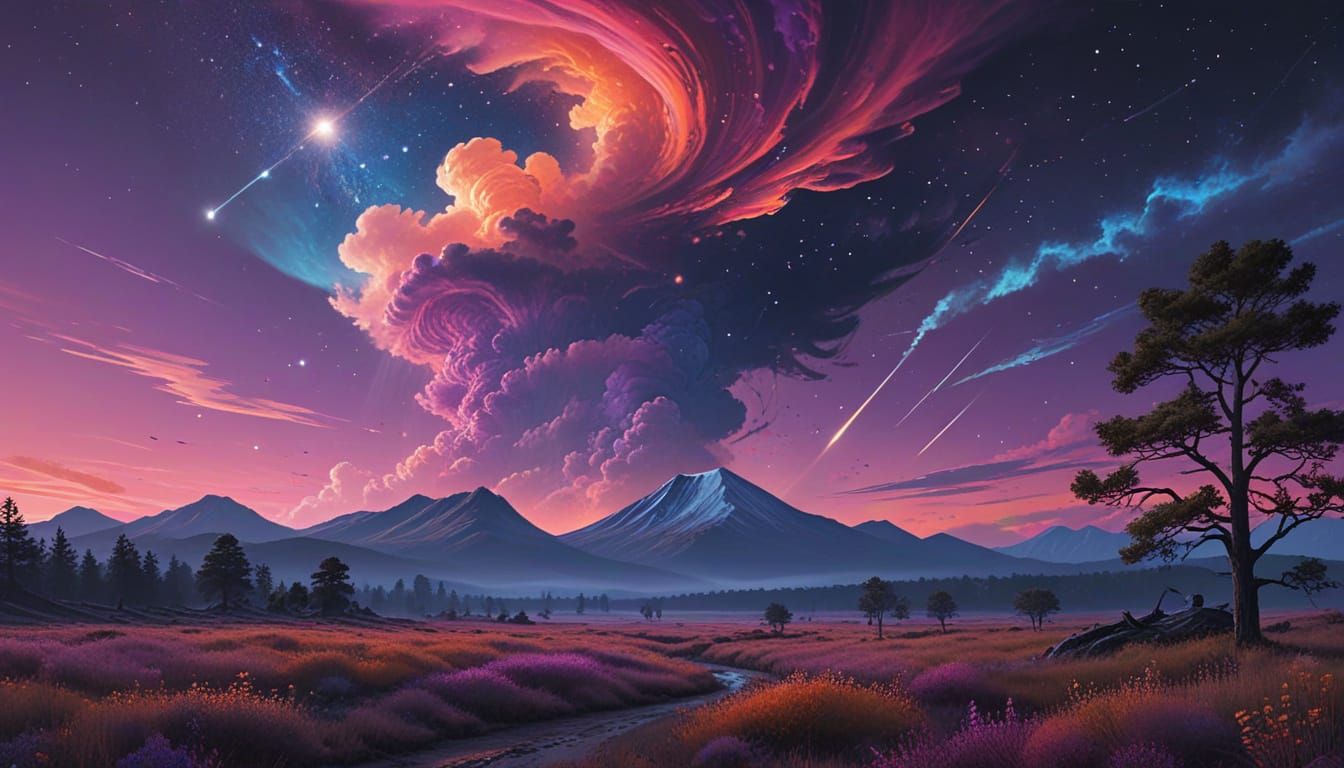 Ethereal Cosmic Dreamscapes in Deep Blues and Purples