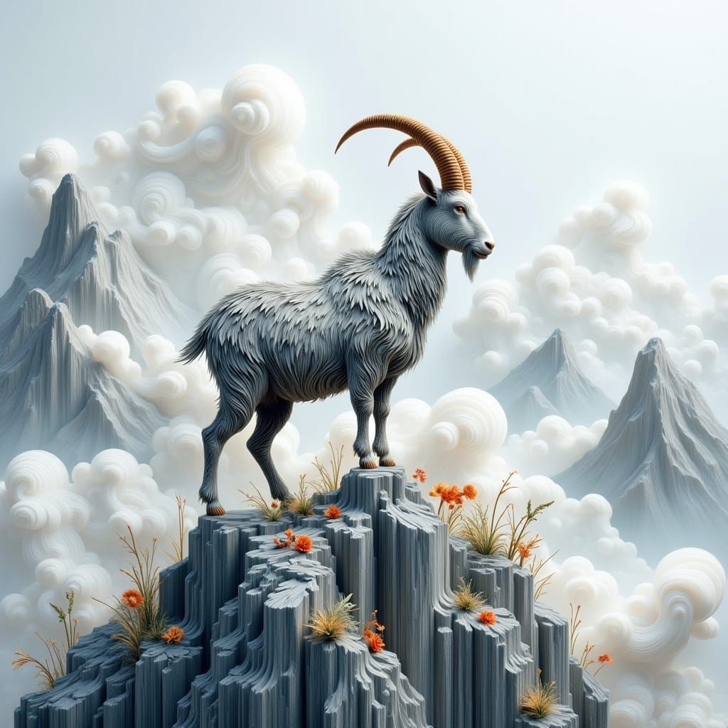 Goat on a Mountain Top