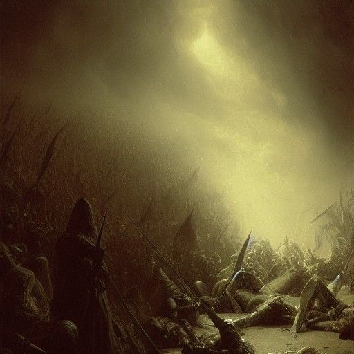 Army's Horrific Demise: Doré and Rutkowski Style