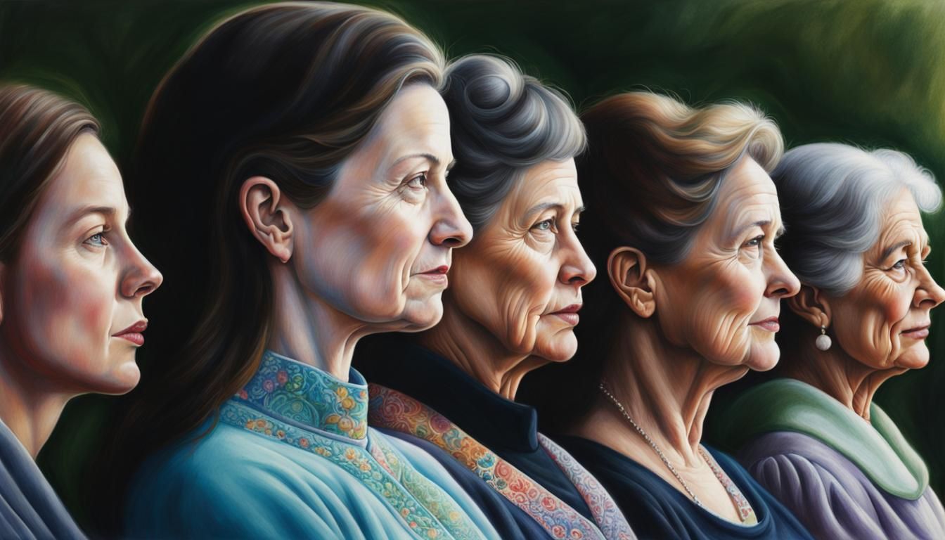 Generations of Women in Colored Pencil Portrait