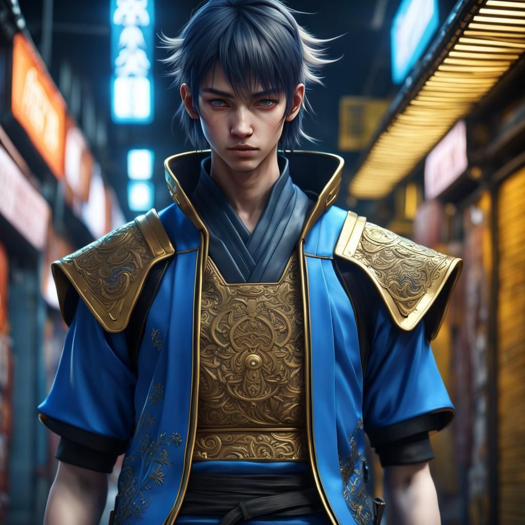 Anime Chav Samurai in Cyberpunk Setting