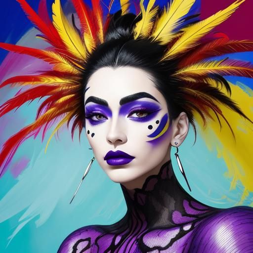 Abstract Portrait of a Woman with Feathered Hair