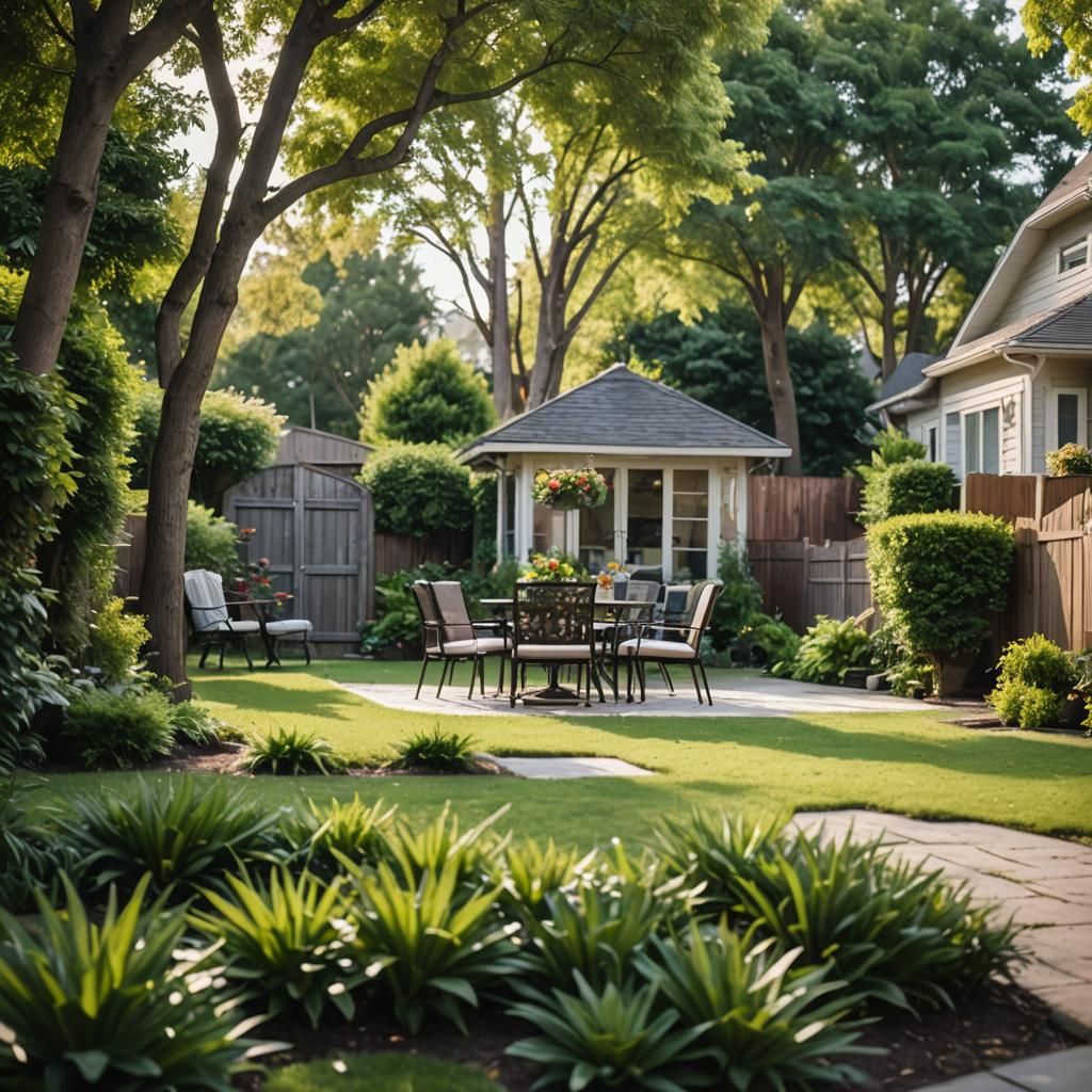 Suburban House Backyard in Professional Photography Style