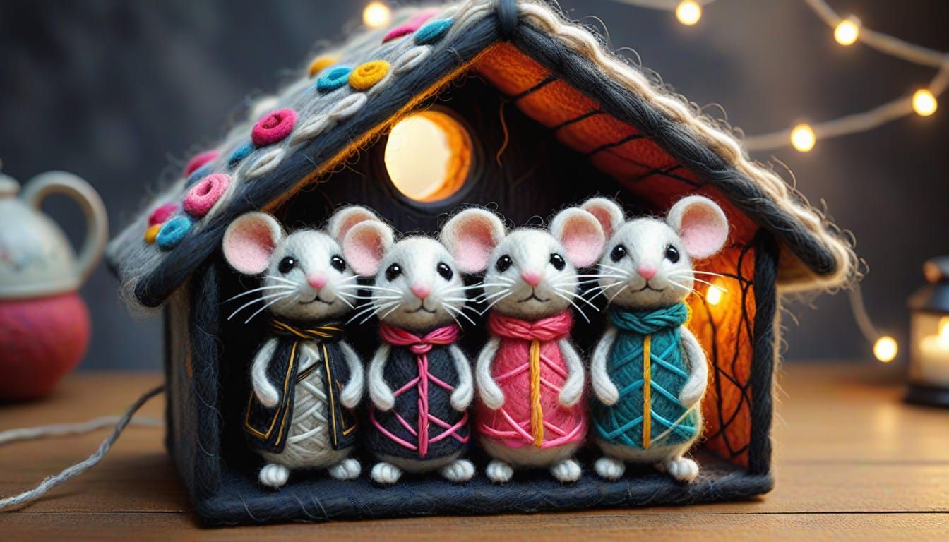 Whimsical Wool Family in Felted Art