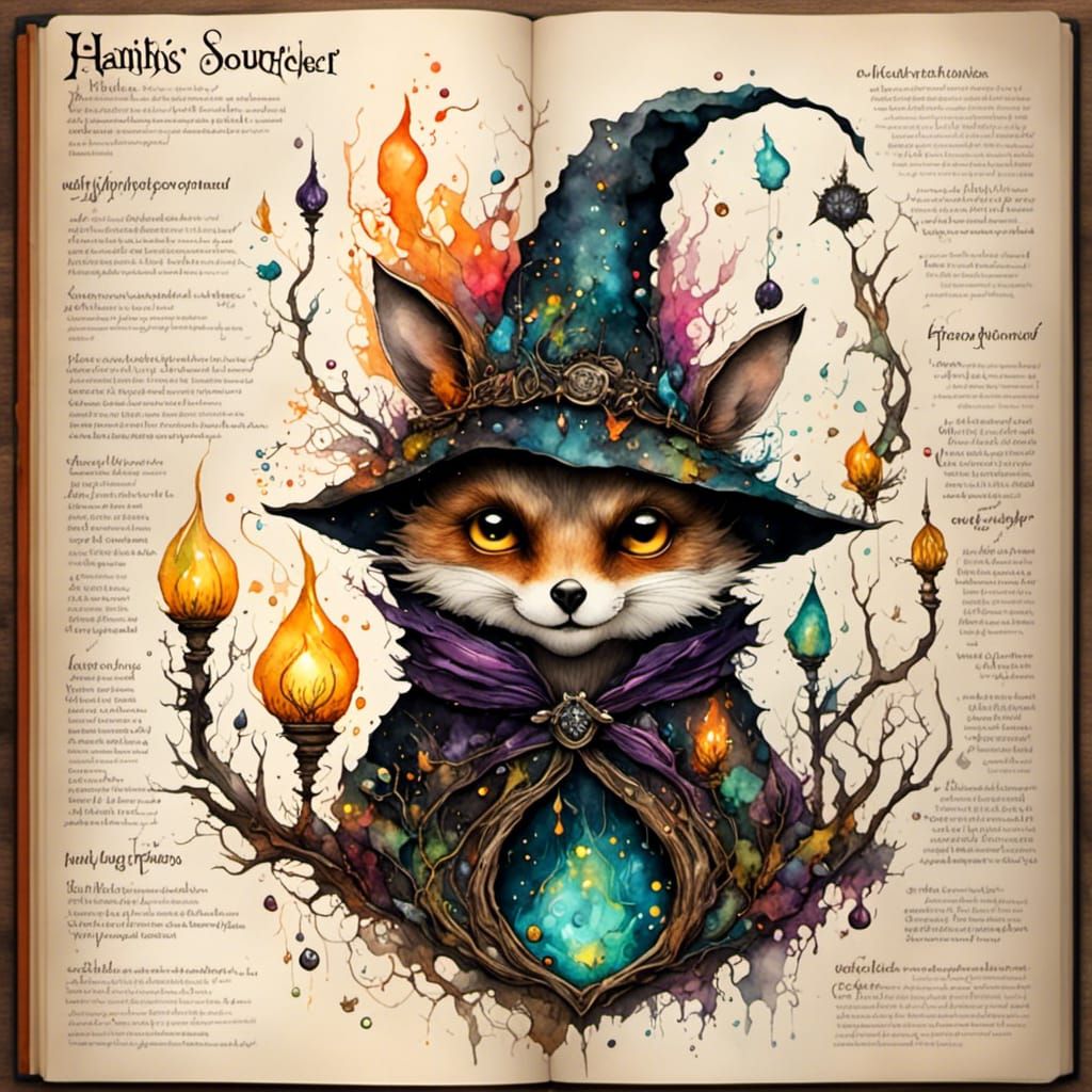 Witch's Bat Familiar in Ink and Resin Style