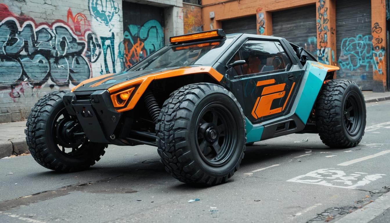 Cyberpunk Buggy in Graffiti Street Scene