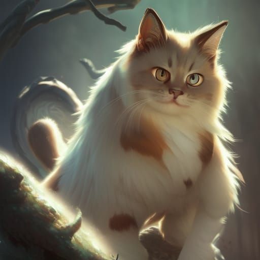 Cute Blue Eyed Ragdoll Cats, Digital Art
