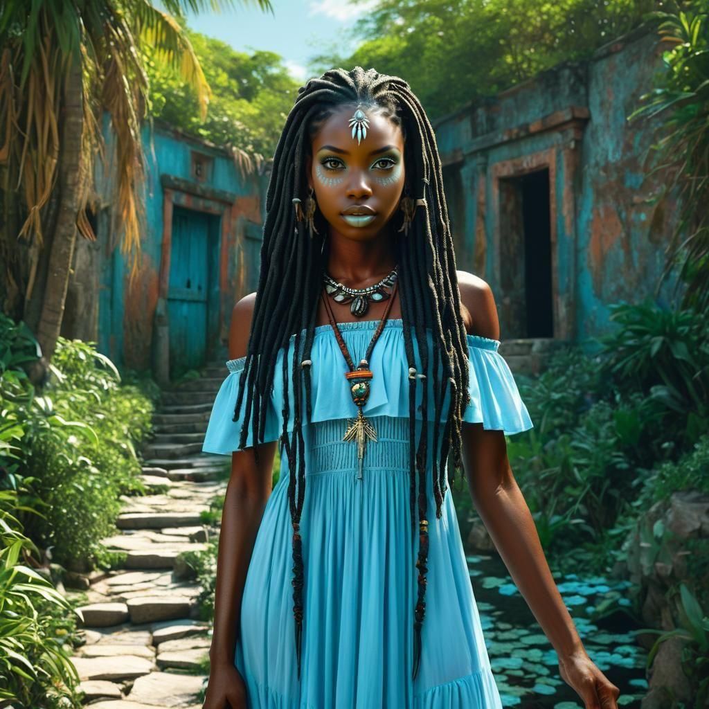 Haitian Water Goddess: Voodoo Inspired Digital Portrait