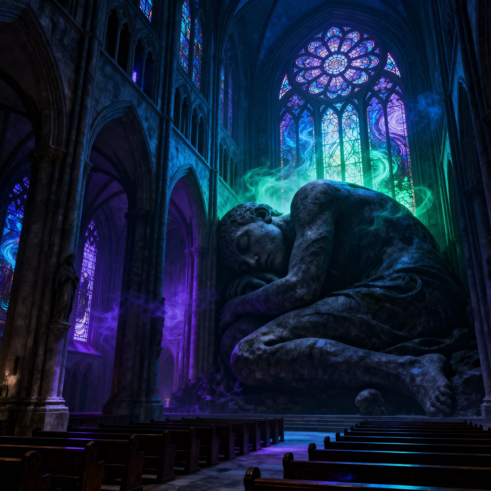 Gothic Cathedral of Stone Giants and Dreamscapes